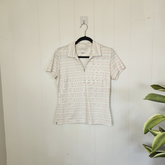 Nike Golf White Stripe Short Sleeve Polo Top Golfing Activewear Wicking Small - Picture 8 of 8